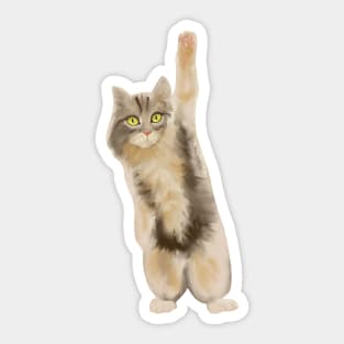 Cute cat with thé paw in the air Sticker